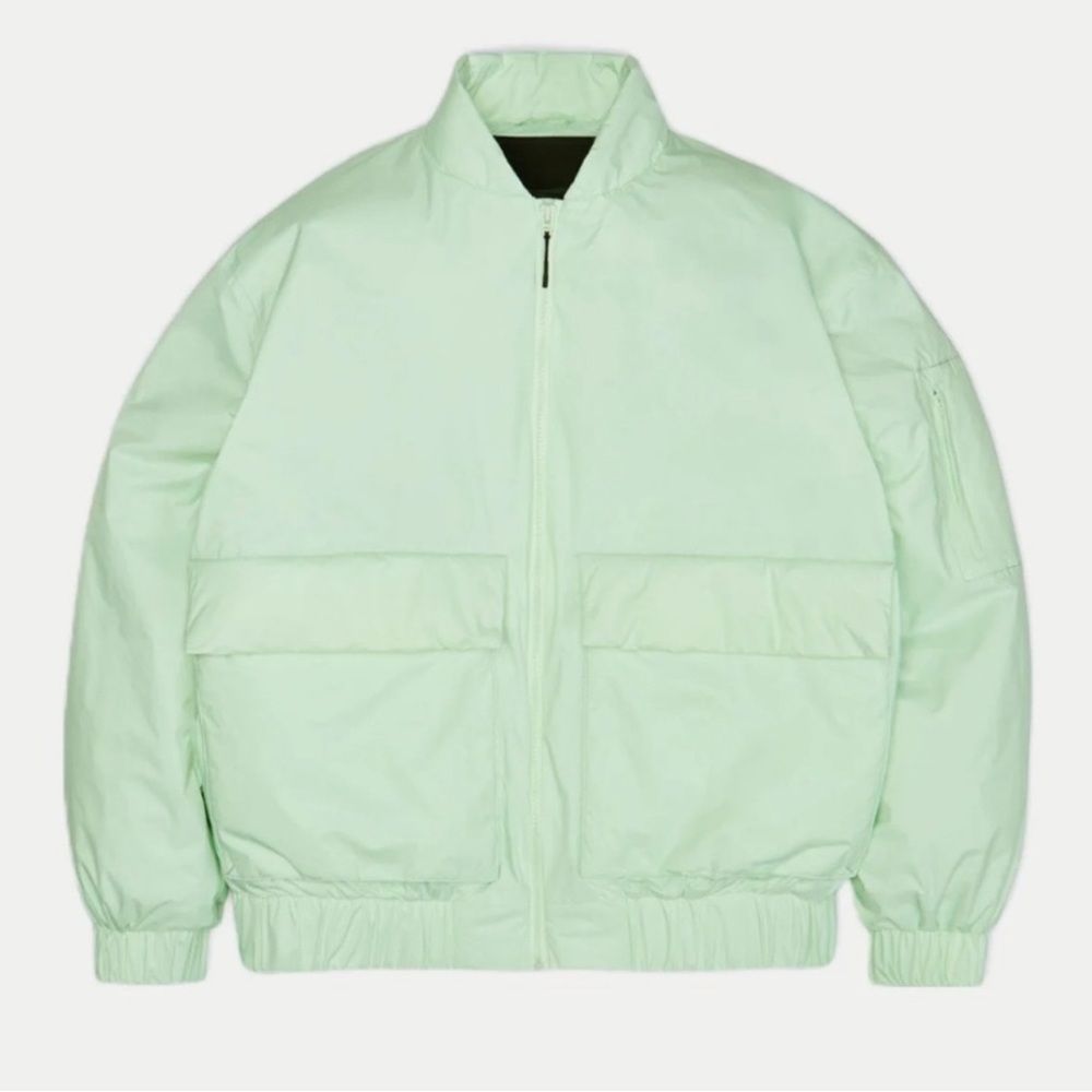 NWT RAINS Unisex Fuse Bomber Full Zip Jacket Mineral Green - Size Extra Large